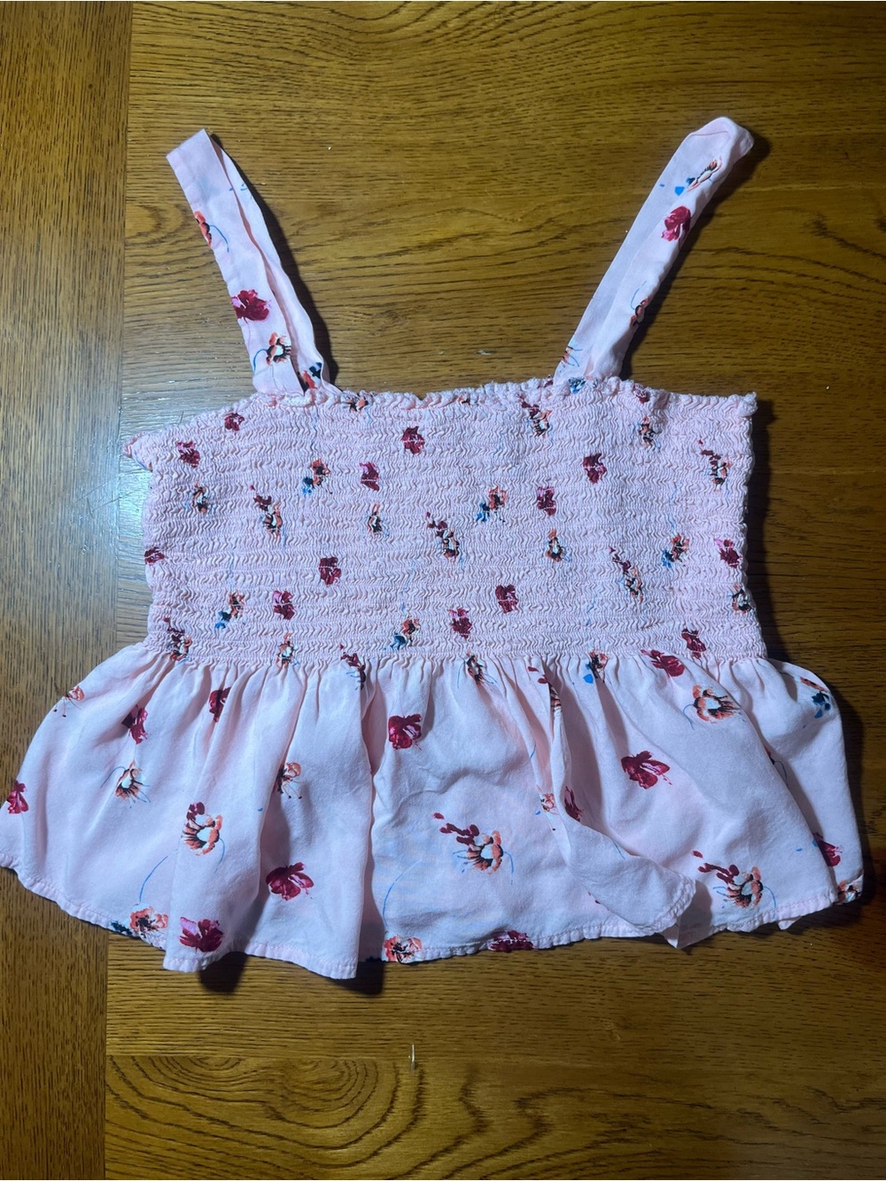 Mossimo Supply Co. Pink Floral Smocked Tank